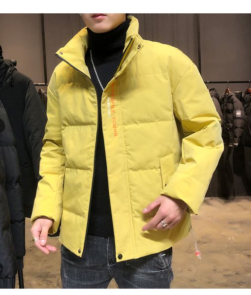 

the yellow one the new season popular logo han edition tide with thick cotton-padded jacket to keep warm loose coat, Black;brown