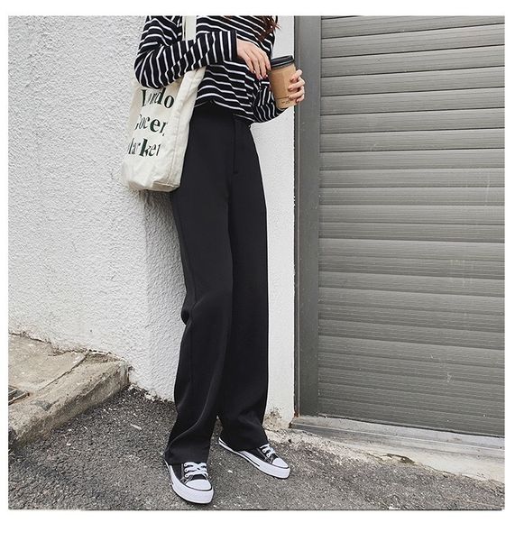 

sd9967x-summer trendy one button skinny pants wide leg pants 201109, Black