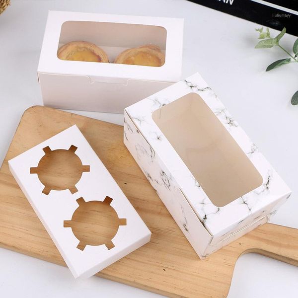 

2/4/6 cavities white marbling cupcake boxes and packaging cake cookie boxes with window muffin dragees holder dessert containers1