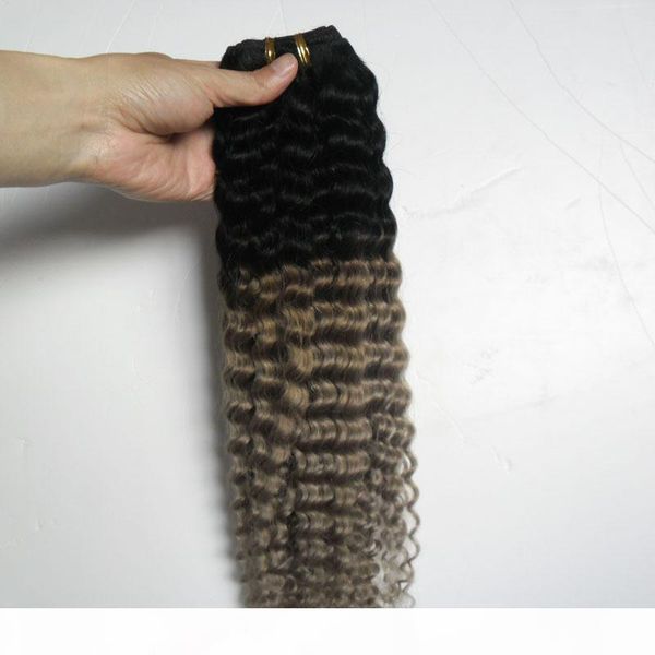 

ombre grey hair weave 10"-26" t1b grey hair weave 100g pcs deep curly human hair bundles double weft remy weave bundles, Black