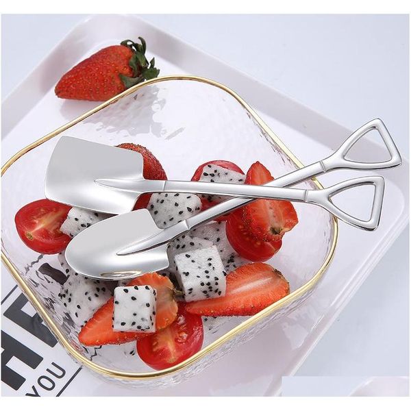 

304 stainless steel creative tip flat shovel spade spoon coffee spoon dessert spoons ice cream spoon watermelon digging spoons