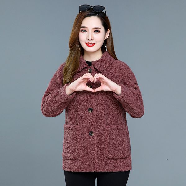

2021 new granular cashmere female winter single lapel breasted thickening imitation sheep skinning integrated sheepskin coat wool zmxt, Black;brown