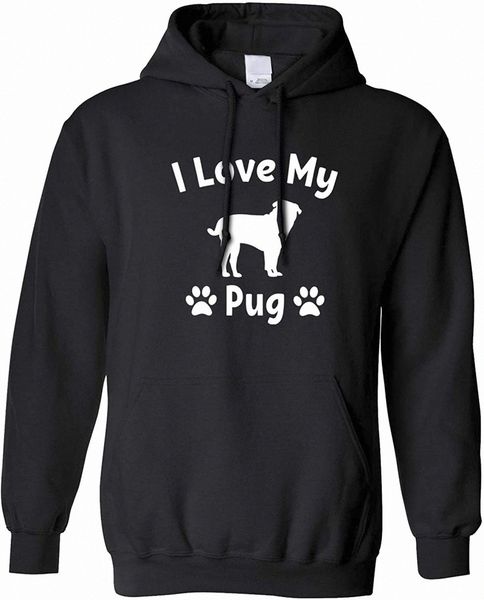 

dog owner hoodie i love my pug slogan p5yj#, Black