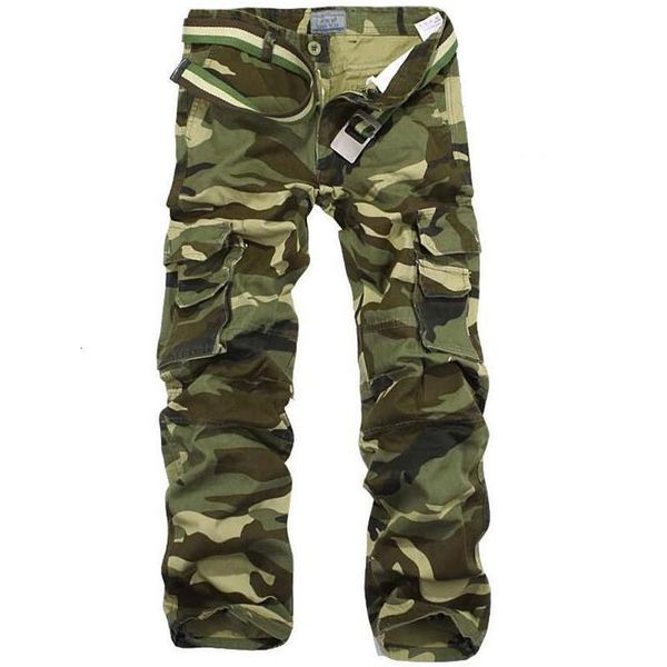 

camouflage pants men multi pocket cotton military cargo camo pants pantalon homme mens streetwear overalls army track trousers, Black