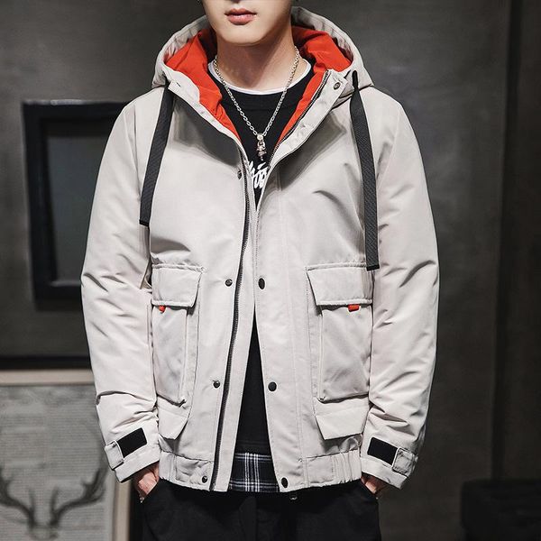 

cotton-padded clothes with thick cotton-padded jacket clothes down cotton coat han edition hooded casual men's clothing, Black