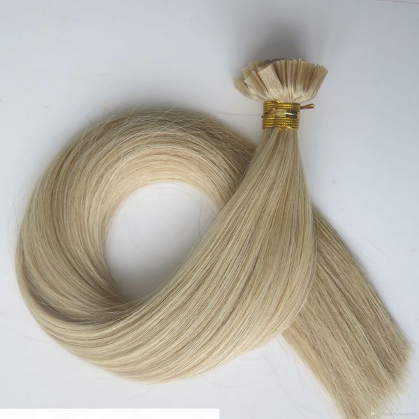 

100strands=1set 100g pre bonded flat tip human hair extensions 18 20 22 24inch m27&613 color brazilian indian keratin human hair, Black