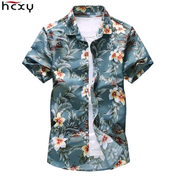 

hcxy 2020 summer men's causal shirts floral printing men short-sleeved shirt male short sleeve print plus size 5xl 6xl 7xl, White;black