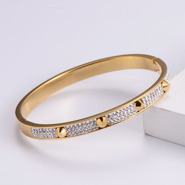 

women's rivet diamond nail bracelet no box, Golden;silver