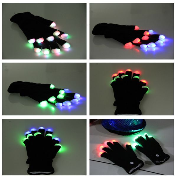

factory9i4zcolorful flashlight dj led spark shine entertainment tool clap hand knitting gloves yc2107