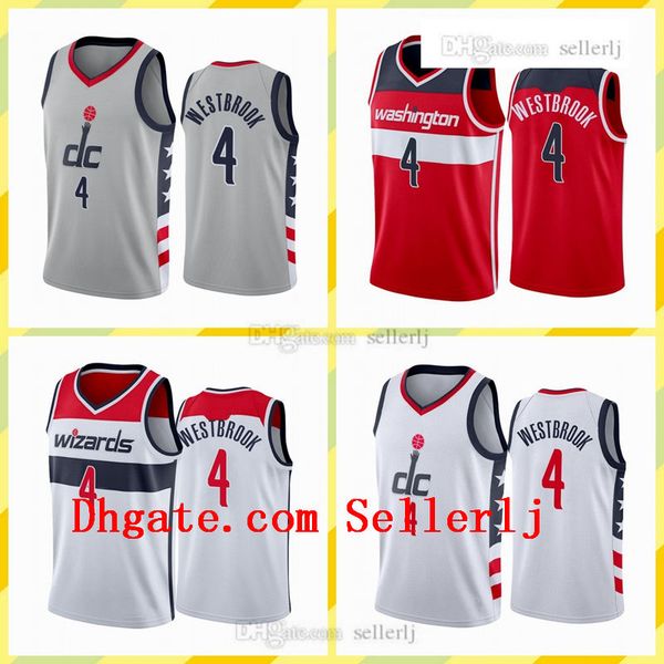 

men print deni avdija washington wizards russell westbrook #4 jersey 2020-21 white city jersey, Black;red