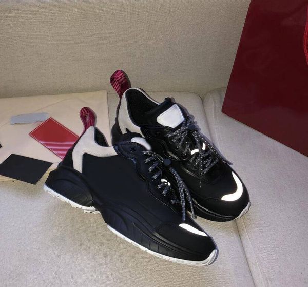 

2021 designer luxury shoes shegoes split leather and mesh technology fabric sports shoes couple casual shoes size 35-35, Black