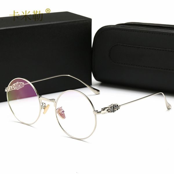 

new for men women metal can be equipped with myopic spectacle frame and female flat lens 8092 kml-designer, White;black