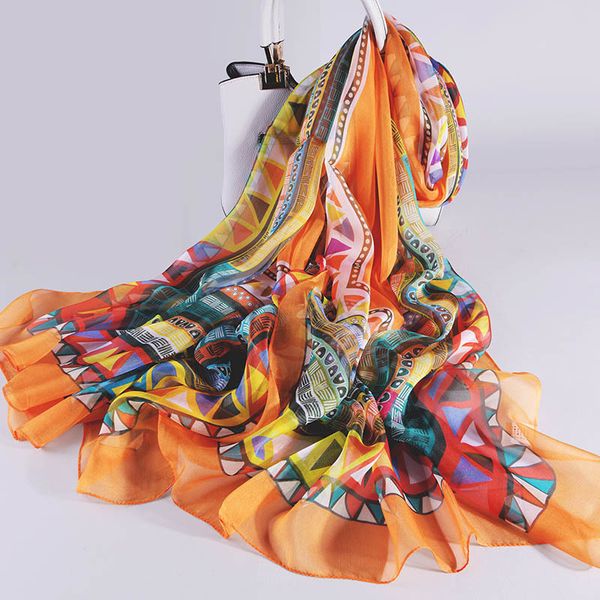 

women 100% silk handkerchief xale de luxo cachecol bohemian beach multifunction ladies cover up printing involvement robbed ezmv, Blue;gray