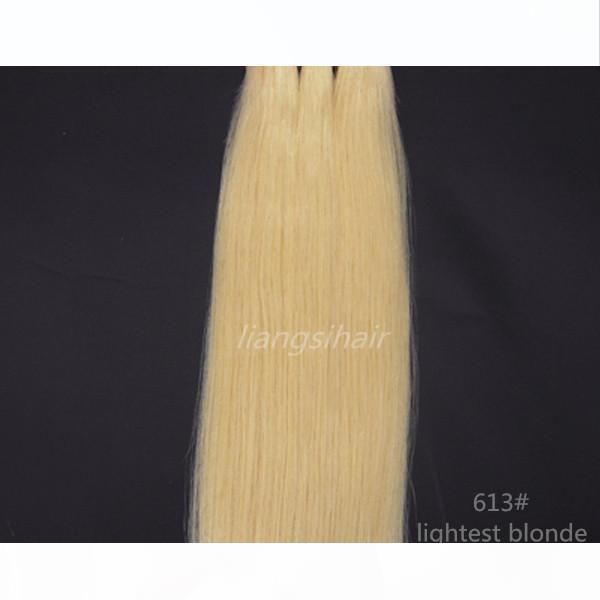 

peruvian hair bundles brazilian malaysian indian virgin human hair weave straight hair weft extensions 100g 1pcs 18" 613# lightest blon, Black