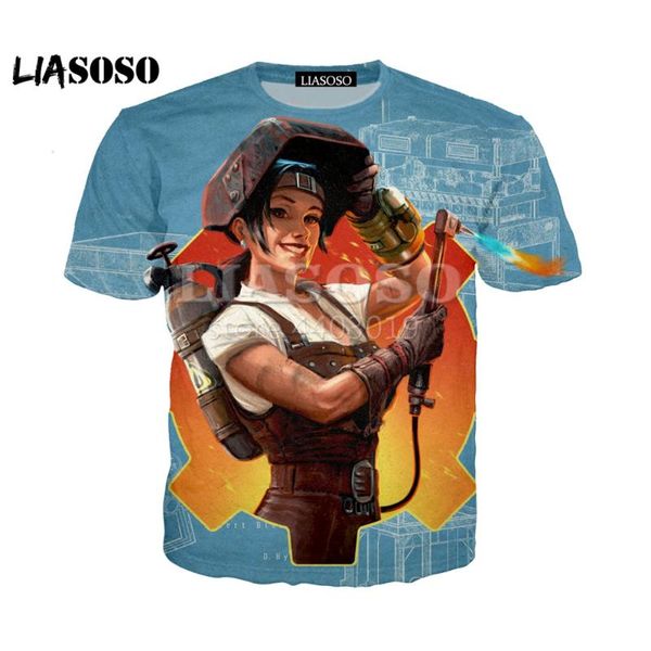 

liasoso 2020 new 3d color printing fallout 4 game character women men t-shirt casusl fashion summer o-neck clothes se1075, White;black