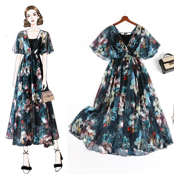 

size 6l long chiffon woman summer more style high weight 11087 dress fo5w, Black;gray