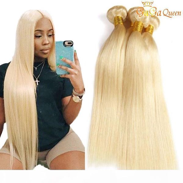 

gaga queen 613 brazilian straight hair bundles 613 blonde human hair bundles 100% hair extensions 3 bundles, Black