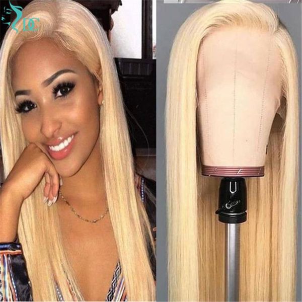 

lace wigs brazilian straight 613 front wig 10- 30 inch t part frontal honey blonde human hair for women, Black;brown