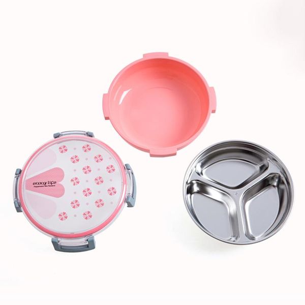 

туту здоровая пластиковая нержавеющая сталь еда контейнер портативный обед коробка школа пикник еда плодоовощ 3 сетки контейнер для хранения