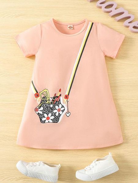 

baby floral & bag print tee dress she, Red;yellow