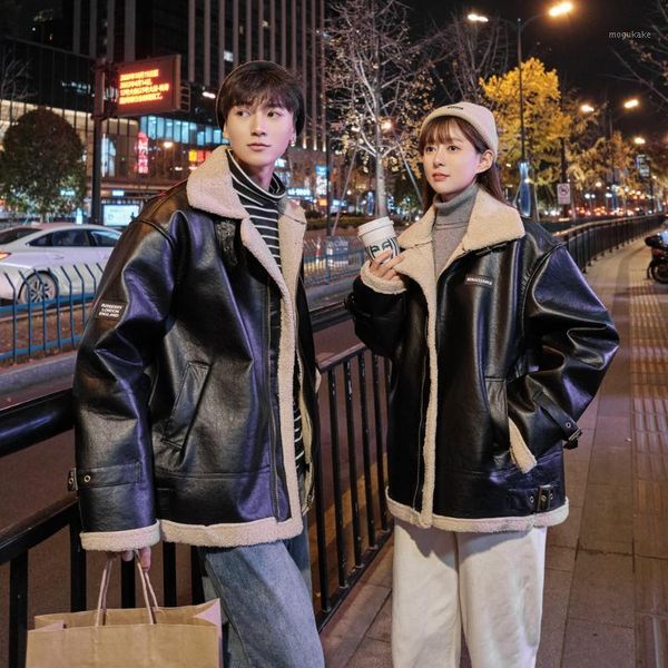

winter new men's leather jacket casual plus velvet pu leather coat men fleece thick motorcycle streetwear warm jackets coats1, Black