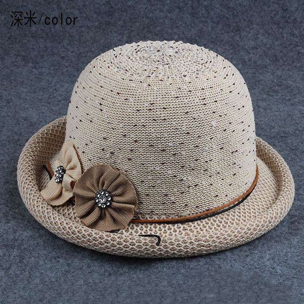 

curled summer children's knitted fabric fashion roll along basin with flower sunshade hat