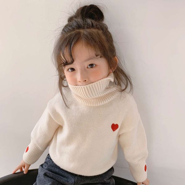

2020 winter new children's clothing net red edition love embroidery baby high collar plush sweater, Blue