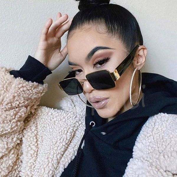 

sunglasses gothic trendy shades men square steampunk women vintage brand metal rectangle sun glasses female oculos black uv400, White;black
