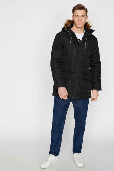

koton men's black coat parka down jackets for men winter coat q1209