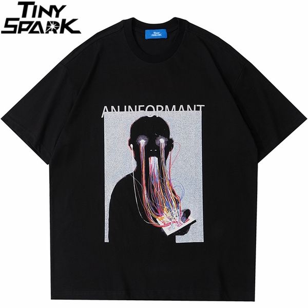 2021 Uomini Streetwear Oversize T Shirt Hip Hop Grafica Lettera Stampa T-Shirt Harajuku Cotone Allentato Manica Corta Tshirt Nero Grigio 220214