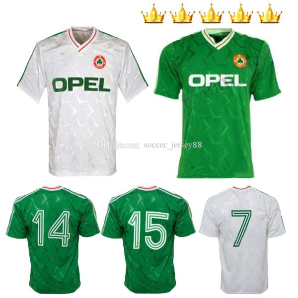 

1990 1992 ireland retro soccer jersey 1990 ireland home classic jersey vintage irish sheedy size football shirts, Black;yellow