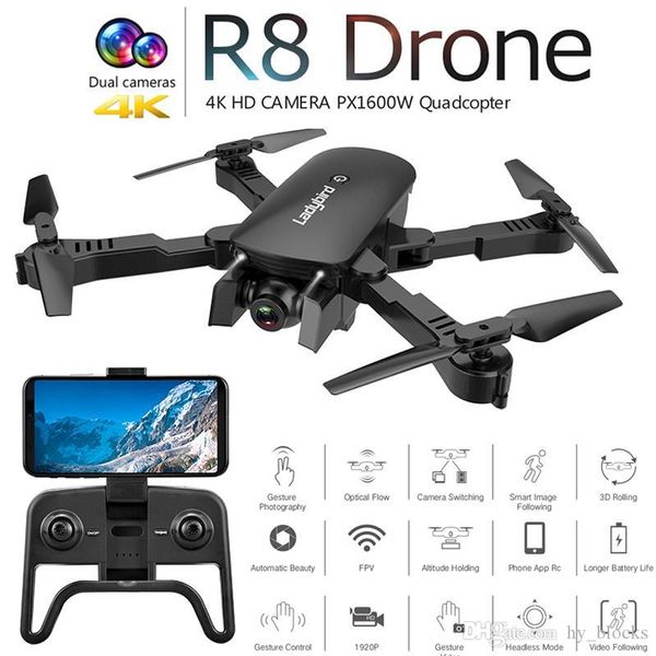 

r8 min rc drone 4k hd dual camera wifi fpv quadcopter складные беспилотники profipally gps дистанционного управления вертолет детские игрушк