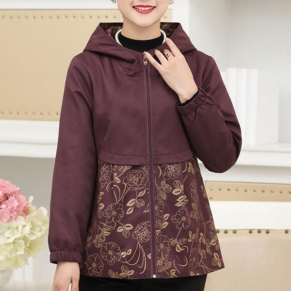 

autumn women's spring jackets plus size middle aged female coat women hooded thin jacket women clothes elegant t144, Black;brown