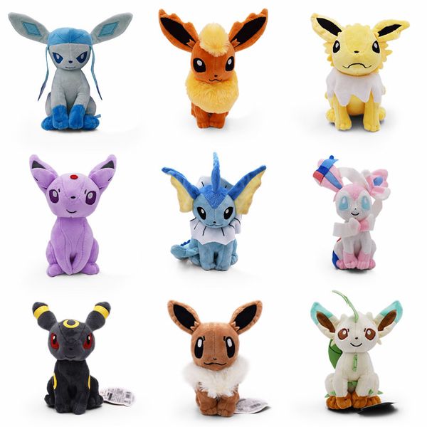 

9 style 15-20cm eevee plush toys standing umbreon eevee espeon vaporeon flareon glaceon sylveon stuffed animals doll kids gift y200703