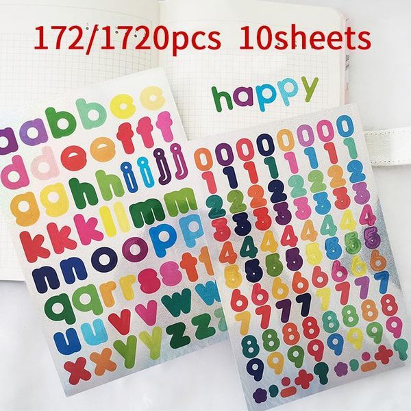 

172/1720pcs alphabet numbers date stickers planner ins wind girl heart korean stickers color laser diy hand account material1