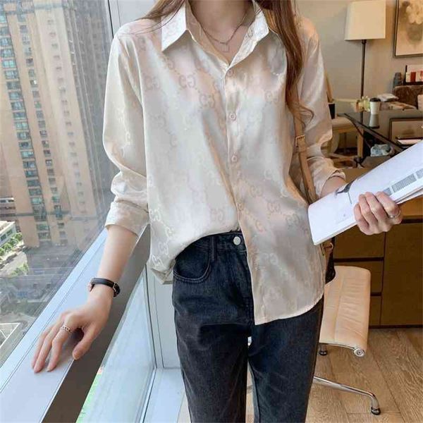 

70% outlet online shirt women's dress early spring new fashion design sense of minority foreign aging style wear with silk chiffon 635, White