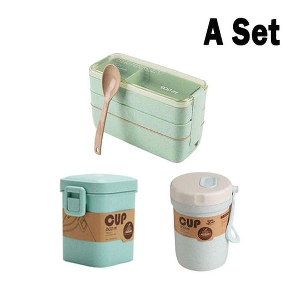 

900 мл портативный здоровый материал ланч коробка 3 слоя пшеницы солома бенто коробки микроволновая посуда еда еда контейнер питание wmtqnu