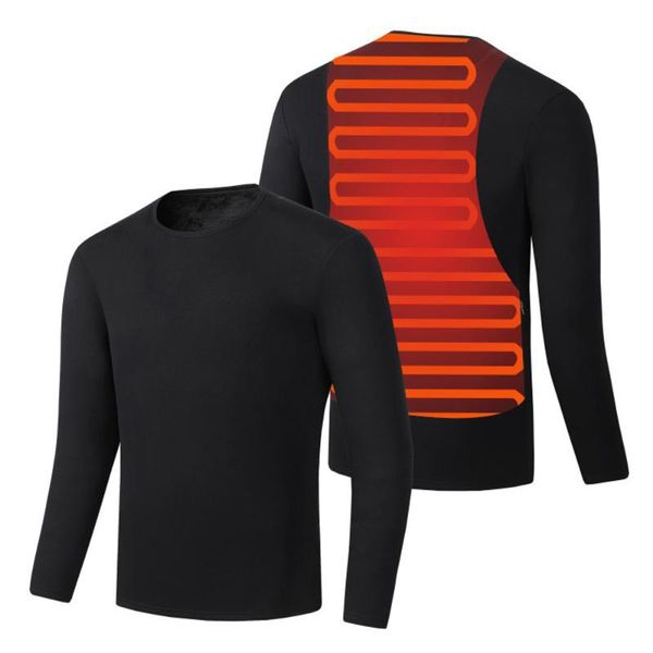 

men's heating clothing intelligent constant temperature suit winter heated underwear usb clothes black thermal underwear, White;black