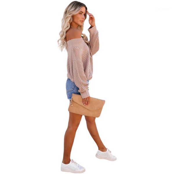 

women batwing long sleeves knit loose sweater off the shoulder stripe pullovers d08e1, White;black