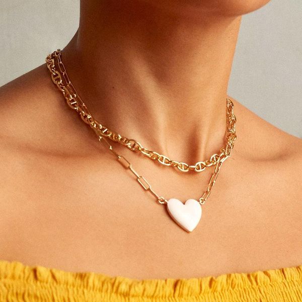 

fashion jewelry trendy bold juniper metal chains links necklaces for women, Silver