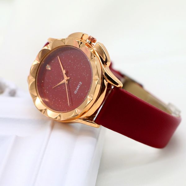 

mnwt brand luxury women watches ladies red leather strap quartz wristwatches fashion female dress watch reloj mujer clock, Slivery;brown