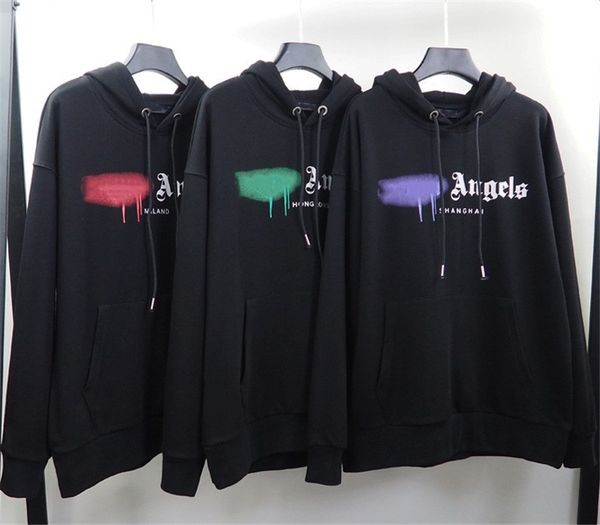 

s fasion mens women sweatsirt casl pullover knitting mens palm and angel pattern printed sweater 8 colours oversize ig man qli#2165555111400, Black