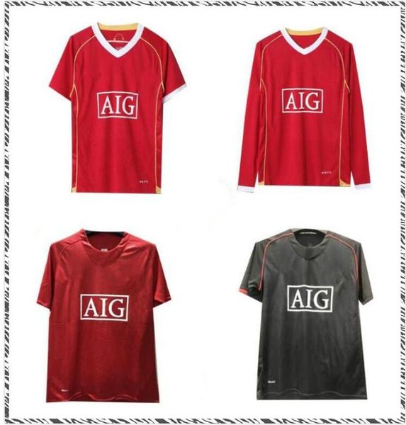 

retro 06 07 united ronaldo soccer jersey football man utd giggs scholes beckham cantona solskjaer 07 08 vintage football shirt, Black;yellow