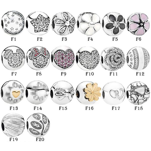 

new 925 sterling silver fit pandora charms bracelets clip collections flower daisy love heart bow stars charm for european women wedding ori, Golden;silver