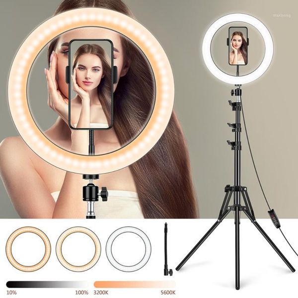

flash heads video light led selfie ring pography dimmable usb lamp with phone holder tripod stand makeup youtube1