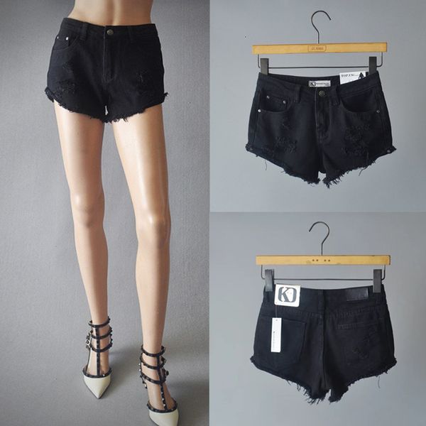 

women's fashion versatile black jeans shorts casual pants, Blue