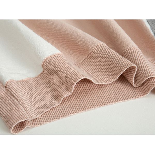 

tigena contrast color pullover sweater women fall winter long sleeve knit jumper sweater female black pink knitwear clothes l220815, White;black