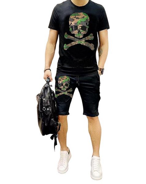 

new drill anime men's tracksuit fitness suits set and shorts streetwear, Gray