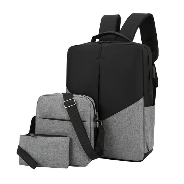 

laprucksack the new business with usb interface backpack three-piece large-capacity school bag