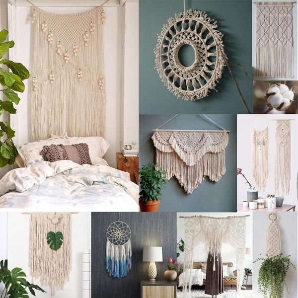 

3mm x 200m macrame cotton cord for wall hanging dream catcher support dropshipping fe21, Black;white